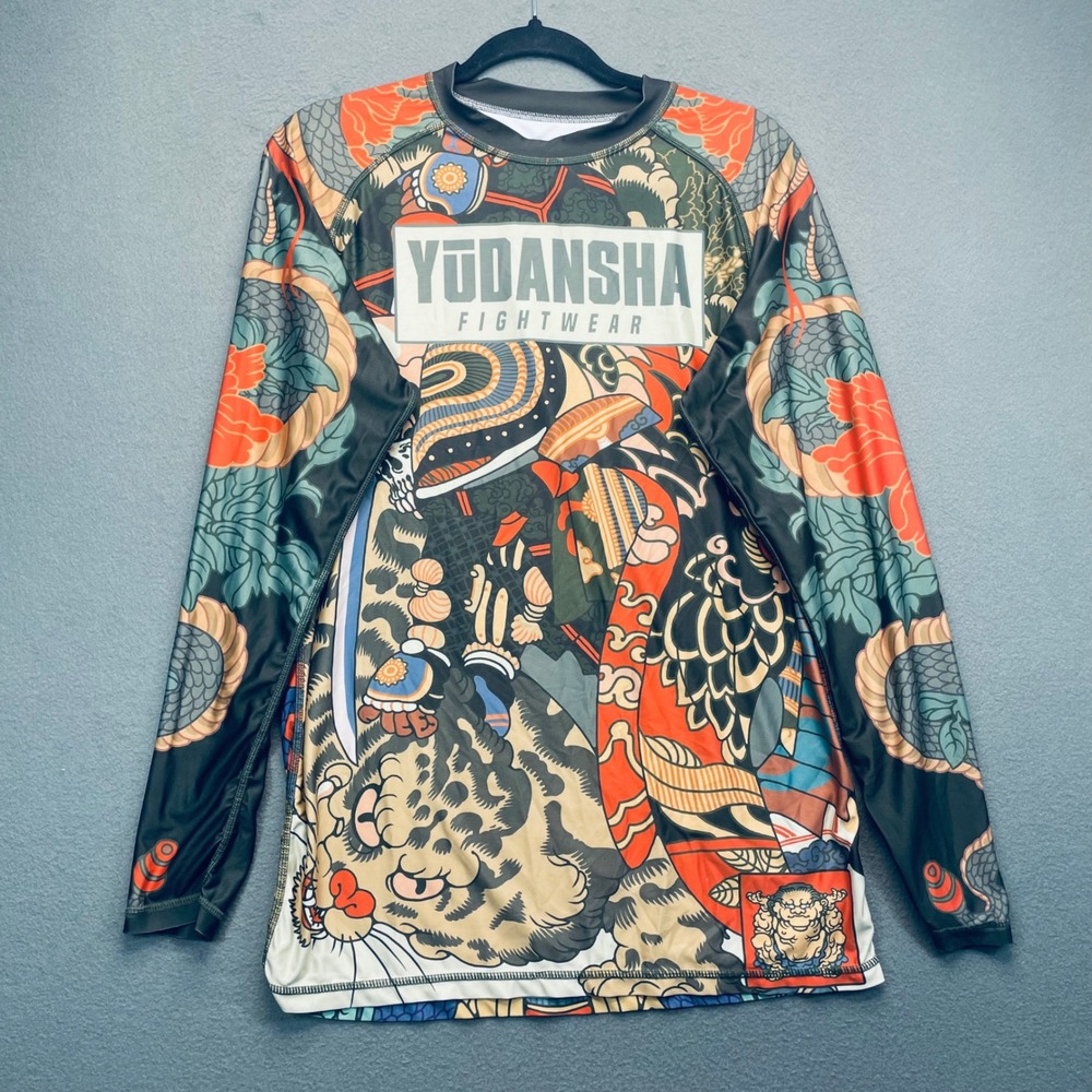 YUDANSHA FIGHTWEAR Mens‎ Long Sleeve Rash Guard Jiu Jitsu Grappling MMA Shirt XL